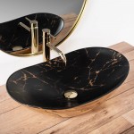 Накладной умывальник Rea Royal In Black Marble/Gold Накладной умывальник Rea Royal In Black Marble/Gold